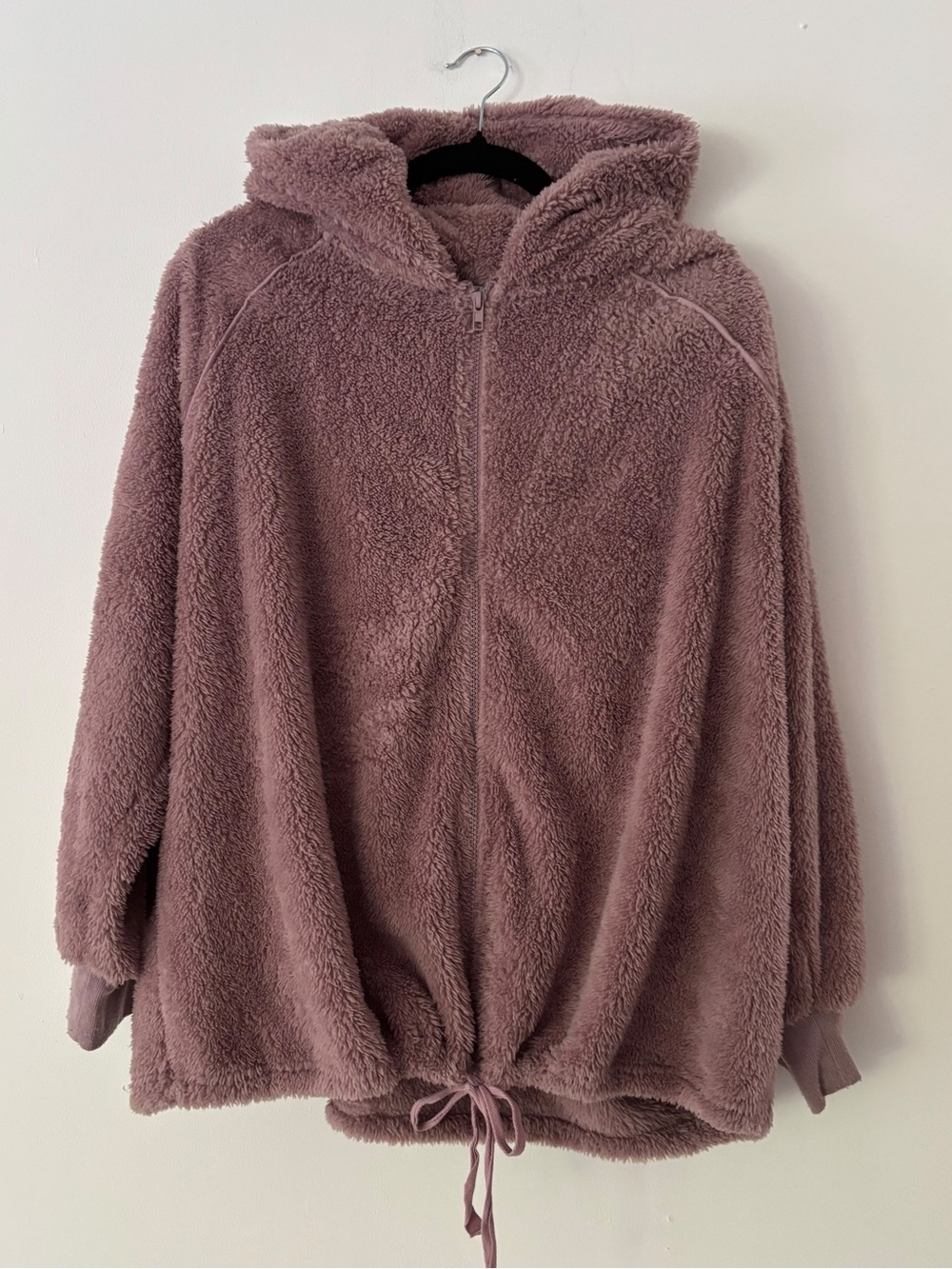 Rebellious One Women's Plus 3X Mauve Pink Sherpa Teddy Full Zip Hooded Jacket